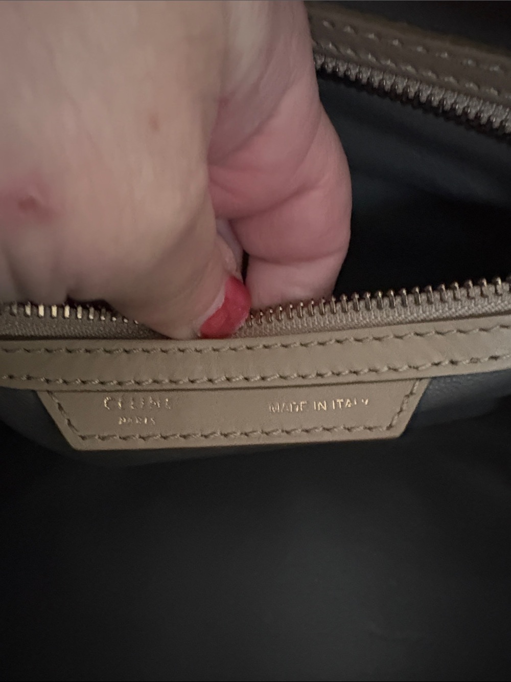 Beige large Luggage Tote - Beige Suede & Leather - Picture 7 of 8